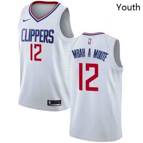 Youth Nike Los Angeles Clippers 12 Luc Mbah a Moute Swingman White NBA Jersey Association Edition